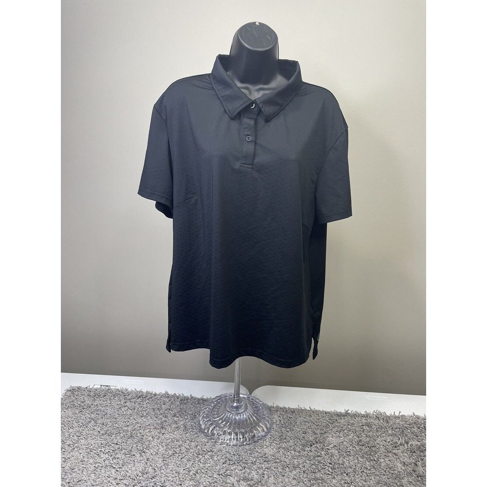 Zyia Active Women Black Spread‎ Collar S/S Shirt Yoga Cross-Fit size 3XL.